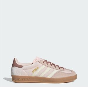 Adidas Women's Cream and Pink Lace-Up Sneakers Gazelle